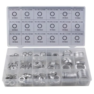 450-tlg ALU-Dichtring Sortiment Aluminium Dichtung Dichtungsring Satz O-Ring Set - Bild 1 von 4