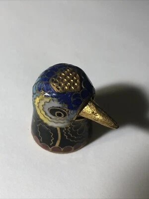 Thimble Eagle Bird negro y azul cloisonné de colección Art Deco RARO 1” Foto 1 de 4