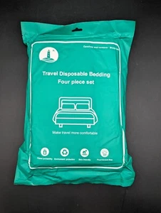 Disposable DB Bed Sheets Travel Hotel 4 pc: Duvet, Sheet, 2 Pillowcase - Camping - Picture 1 of 6