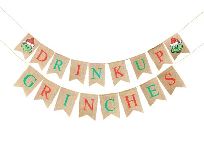 Beber Grinches Grinch Banner Reutilizable Grinch Fiesta de Navidad Grinch Cumpleaños Foto 1 de 4