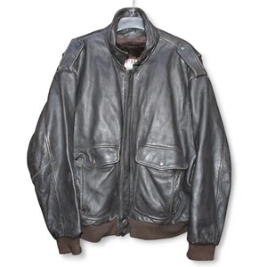 Vintage Mens Pilot Type B32 Italian Brown Heavy Leather Jacket Biker Military 56 - Picture 1 of 23