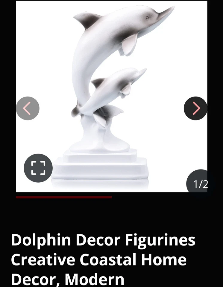 Estatua de delfín de 10" de resina blanca Foto 1 de 1