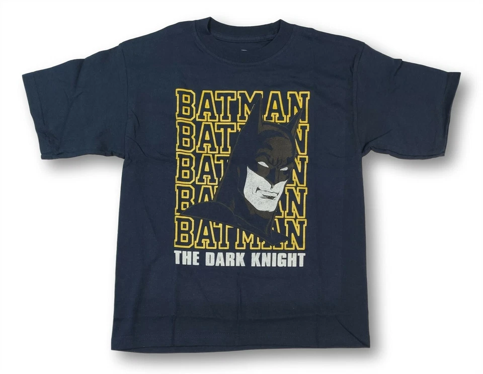 蝙蝠侠男孩衬衫海军蓝黑暗骑士短袖 T 恤中号 8 — 第 1/1 张图片