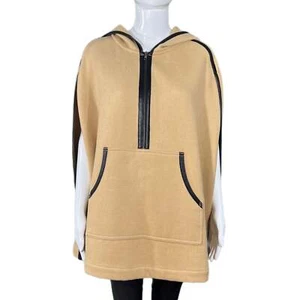 PRE-OWNED - Trouvé Leather Trim Hooded Poncho - Picture 1 of 4