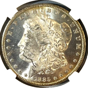 Dólar de plata O Morgan 1885 - gema BU - camafeo - ¡blanco! Envío Gratis PRECIO A LA VENTA - Imagen 1 de 4