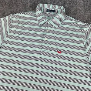 Southern Marsh Herren Poloshirt gestreift Performance L mintgrün rot Duck Logo - Bild 1 von 13