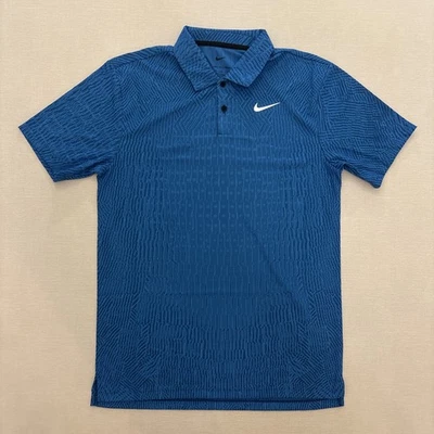 Nike Men's Small Tour Dri-FIT ADV Golf Polo Blue FD5731 435 Textured Geometric - Image 1 of 4