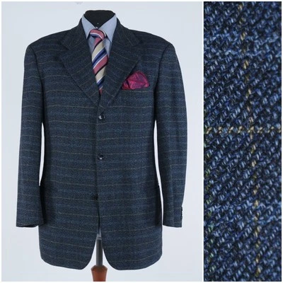 Mens HUGO BOSS Sport Coat 44S US Size Check Blue Wool Cashmere Blazer Jacket - Image 1 of 4