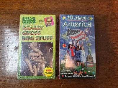 Sealed VHS Lot – All About America + Bug City Really Gross Bug Stuff Kids Video - Image 1 of 2