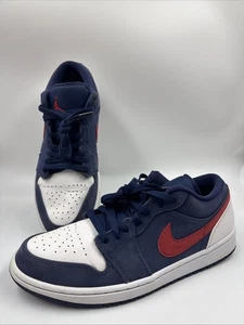 2020 Nike Air Jordan 1 Retro Low SE “USA/Navy Red” CZ8454-400 Mens Size 9.5 - Picture 1 of 21
