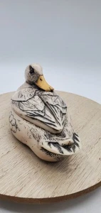 Geschnitzte, handbemalte Entenfigur. Schwere Schmuckschatulle - Bild 1 von 13