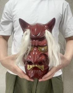 Maschera Furyu giapponese vintage in ceramica / Noh Kagura Bugaku Hannya T - Foto 1 di 12