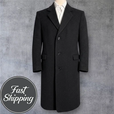 NINO CERRUTI Vintage Mens Overcoat 42L WOOL/CASHMERE Charcoal Gray Coat Topcoat - Image 1 of 4