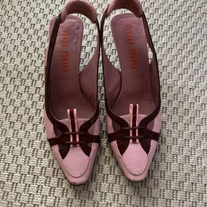 Rare Miu Miu Pumps Low Heel Beige Leather Women's Shoes Size (EUR 3X) - Picture 1 of 5