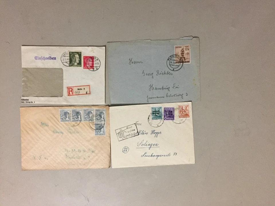 Four '40 Germany covers:overprint soviet zone st,registered,five same stamps,sin - Image 1 of 1