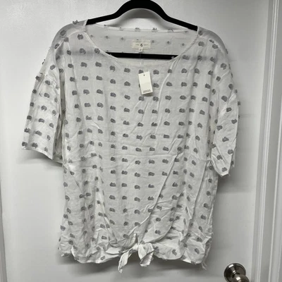 Blusa Lou & Grey Ann Taylor LOFT Nudo Blanco Manga Corta Texturizada Talla Mediana  Foto 1 de 4