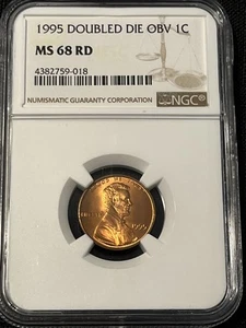 1995 Small Cents Lincoln Penny NGC MS-68 RD Red Double Die 4382759-018 - Picture 1 of 2