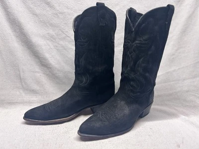 Hombres 11 EW Negro Gamuza Cuero Punta Western Vaquero Paseo Rodeo Botas Foto 1 de 4