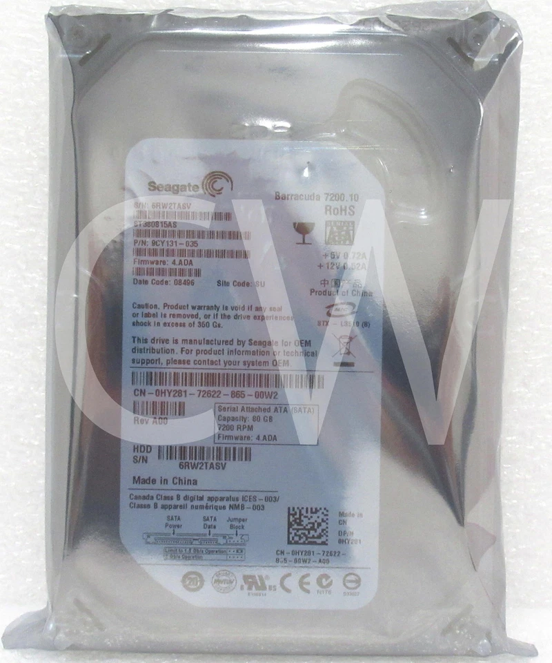 HY281 0HY281 ST380815AS Dell 80GB 7200RPM 3Gbps 3.5" SATA II HDD Hard Drive - Image 1 of 2