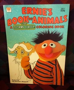 SESAME STREET Ernie’s Animals beat-up coloring book 1977 muppets Cookie Monster - Picture 1 of 4
