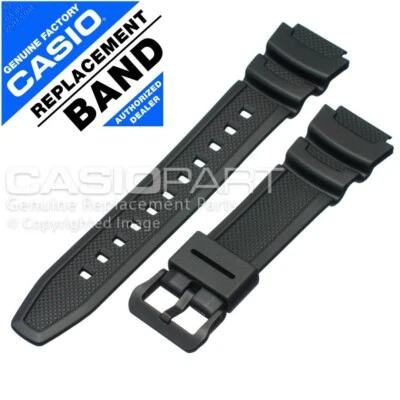 Genuine Casio W-218H W-219H Black Rubber Watch Band 10569210 Original Strap - Image 1 of 2
