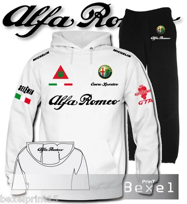 Tuta Felpa Hoodie Printed Alfa Romeo Cuore Sportivo 3 Alfissimo Pantaloni 5 C    - Image 1 of 3