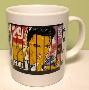Estampilla postal de Elvis Presley Jailhouse Rock EE. UU. taza de café Kilncraft 1992 - Imagen 1 de 4