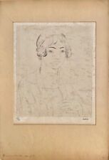 Gravure eau forte portrait de femme, signée Othon Coubine (1883-1969)