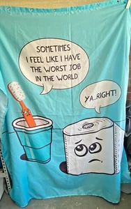 Bigmouth Worst Job Ever Shower curtain toilet paper tooth brush - Picture 1 of 3