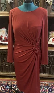 Neu ohne Etikett Coldwater Creek ziegelrot Poly Spandex Kleid mit seitlicher Drehung  - Bild 1 von 4