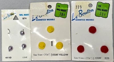 9 Vintage LE BOUTON Buttons Roses And Pearl Shank  7/16" (11mm & 7mm) Orig. Card - Image 1 of 4