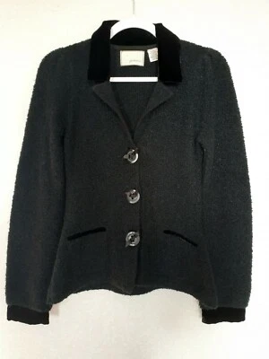 Suéter Blazer Guinevere Anthropologie Negro Mezcla Lana Talla S Detalle Flor Usado en Excelente Condición Foto 1 de 4