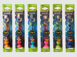 2 PACK FIREFLY LIGHT UP 1 MIN FLASHING TIMER TOOTHBRUSH SUCTION CUP AGE 3+ YEARS - Picture 1 of 7
