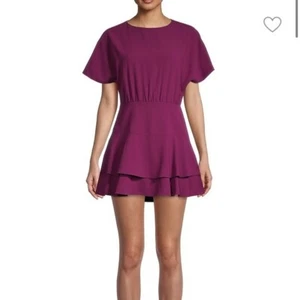ALICE + OLIVIA PURPLE PALMIRA TIE- BACK TIERED MINI DRESS SIZE 4 - Picture 1 of 9