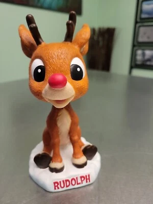 Rudolph el reno nariz roja Rudolph Bobblehead Abominable muñeco de nieve 2001 usado en excelente estado Foto 1 de 4
