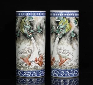 PAAR ALTE CHINESISCHE FAMILLE ROSE PORZELLAN VASE GUANGXU GEMARKT ST1326 - Bild 1 von 9