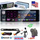 Single 1 DIN 4.1" Car Stereo Touch Screen RDS AM FM Radio BT USB AUX Mic/Camera