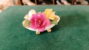 Vintage Crown Staffs Bone China Rose Floral Ornament 3" in length - Picture 1 of 4