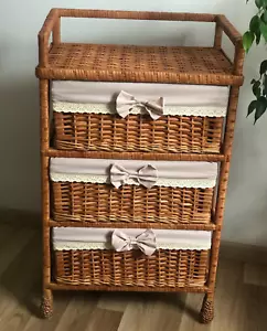 NEW! handmade small wicker dresser chest of 3 drawers boho rattan furniture - Picture 1 of 5