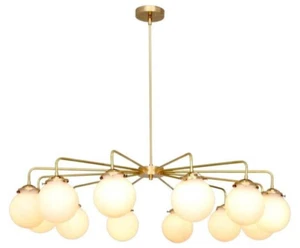 Modern Lamp 12 Light Globe Mid Century Brass Sputnik chandelier light Fixture - Picture 1 of 5