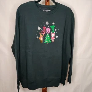NWT Just My Size womens 2X(18-20) black sweatshirt long sleeve "Christmas" theme - Picture 1 of 6