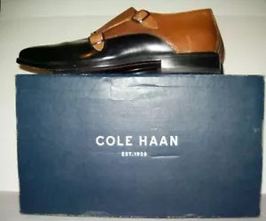 Cole Haan Designer Shoes size 8 2-tone 2-buckle Black Light Brown Leather shoes - Picture 1 of 11