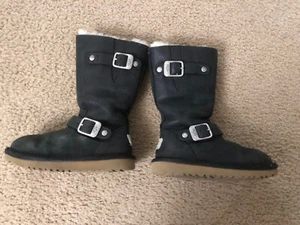 UUG Kids Black Leather Boots sz 11, UK 10, EU 28, Jap 170 - Picture 1 of 8