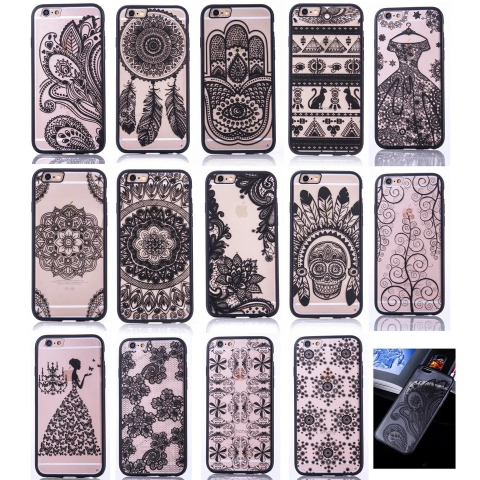 Cover Per Smartphone Design Mandala Custodia Protettiva Silicone Nero - Immagine 1 di 1