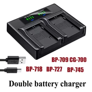 Dual Battery Charger For Canon BP-727-709 718 745 VIXIA HF R500 R600 R700 R800 - Picture 1 of 4