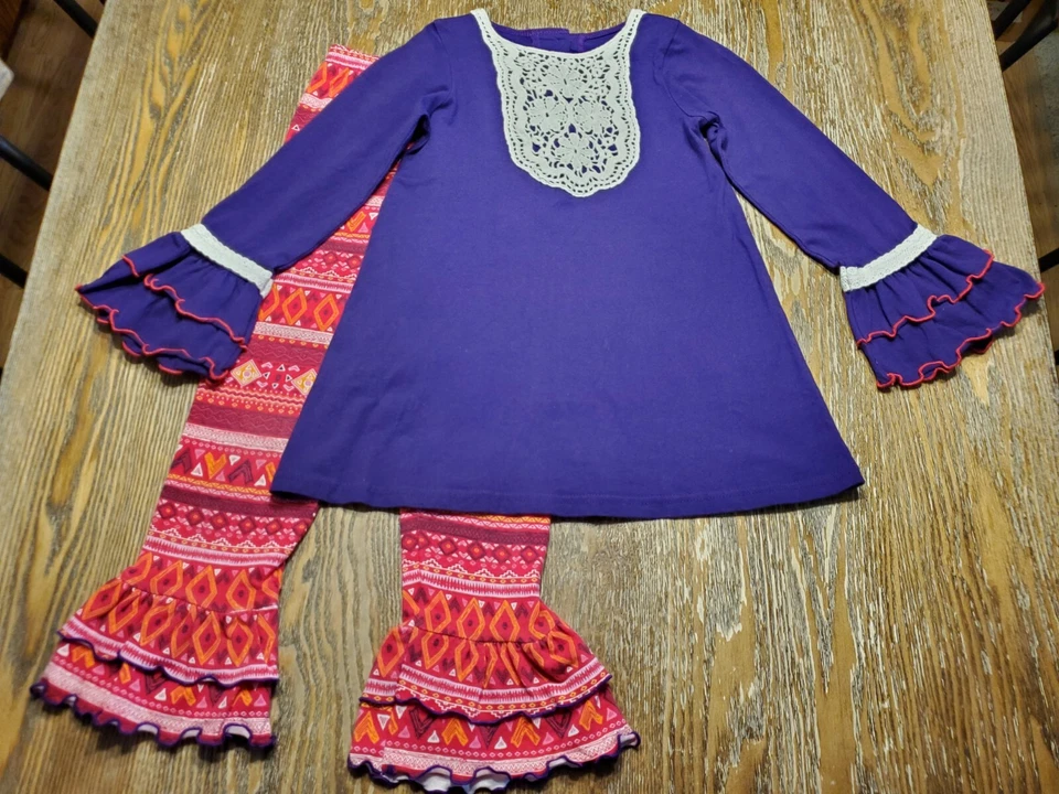 Goodlad Niñas 2 Piezas Conjunto Otoño Talla 6 Púrpura Camisa Top Mangas con Volantes Leggings Usado en Excelente Condición Foto 1 de 4