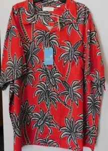 NWT Caribbean RED Silk Blend Hawaiian Shirt Palm Trees Sz 3XB - Picture 1 of 4