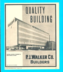 P.J. Walker Co. Builders Western & Southern Life Insurance 1961 PRINT AD - Picture 1 of 3