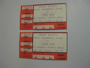 PAIR OF TICKET STUBS 1984 UTAH JAZZ VS DENVER NUGGETS PRO BASKETBALL - Picture 1 of 2
