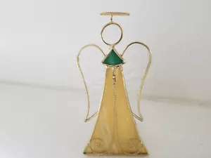 Buntglas Gold & Klar Engel Windlicht Teelicht Kerzenhalter mit Heiligenschein 7 x 3 - Bild 1 von 8